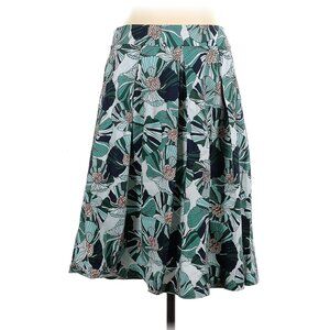 Ann Taylor Loft Outlet Pull On Elastic Waist Knee Length Midi A-Line Pleat Skirt